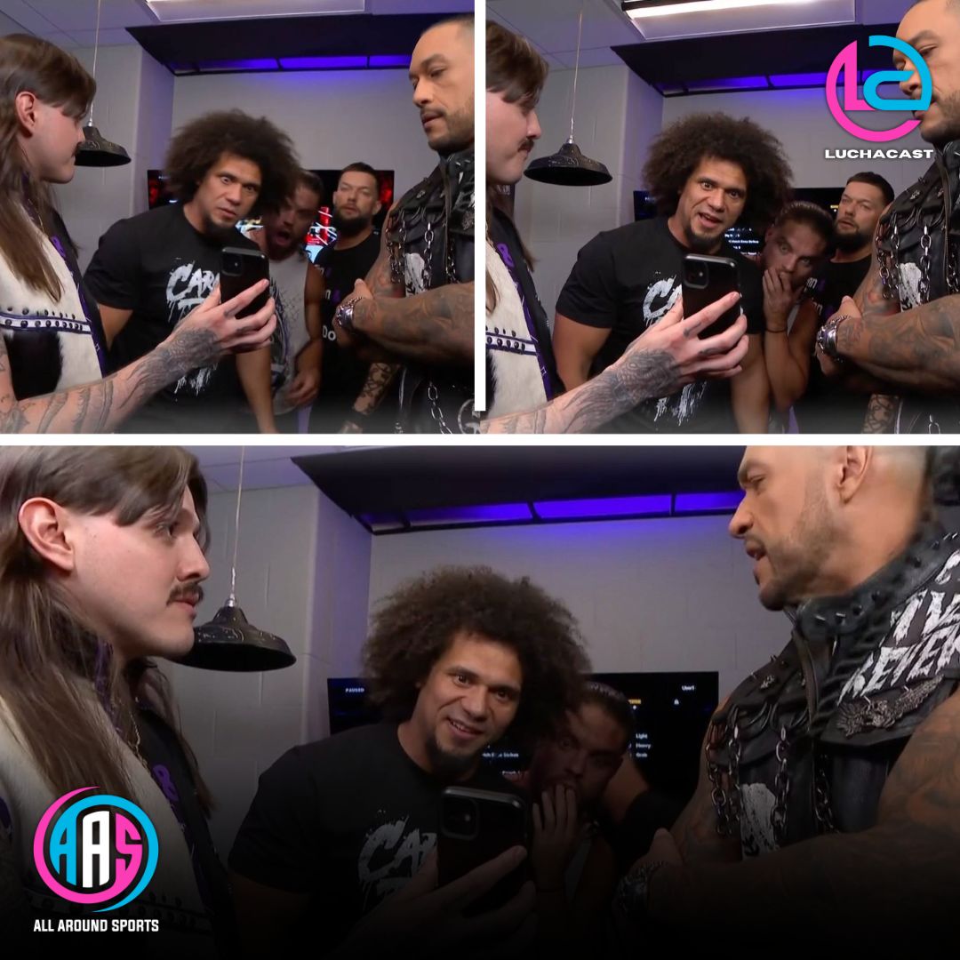 LuchaCast's tweet image. Dirty Dom recibió un mensaje de texto de Liv Morgan... ¿De qué creen que se trata el mensaje de texto basándose en la reacción de todos? 😳🤔🫣