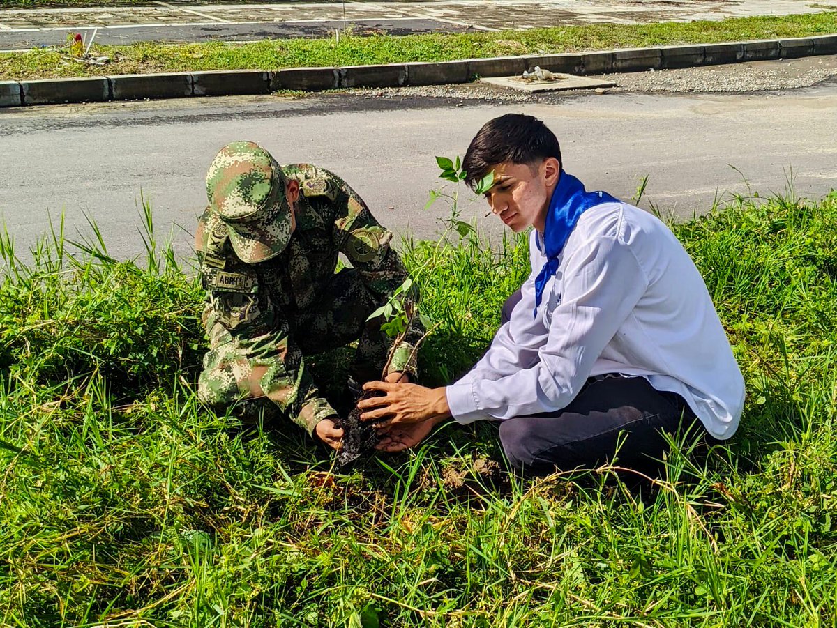 #CustodiosDelMedioAmbiente l 🌳 ¡Pequeños gestos, logran grandes cambios! 
En acción conjunta con <a href="/GrupoInteraseo/">Interaseo</a>, sembramos más de 150 árboles silvestres en Arboleda Campestre, #Ibagué. 
Como <a href="/COL_EJERCITO/">Ejército Nacional de Colombia</a>, cuidamos y protegemos el medio ambiente día a día.