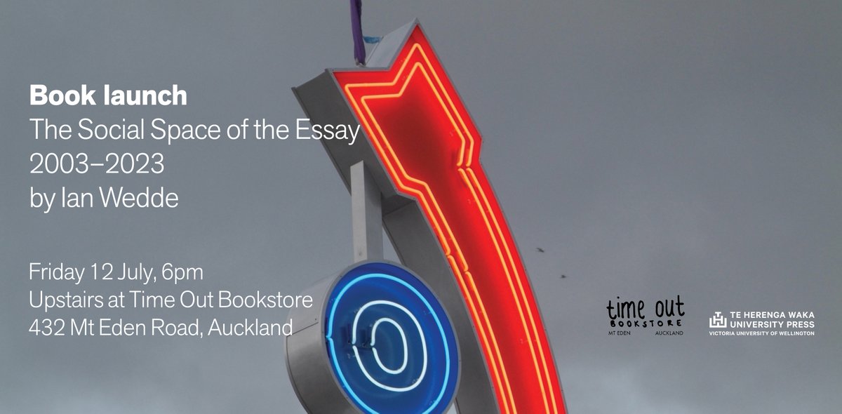 All welcome to the launch of Ian Wedde's new essay collection, Friday 12 July, from 6pm, upstairs at <a href="/timeoutbooksnz/">Time Out Bookstore</a>! Hope to see you there. facebook.com/share/N1SpCTM3…