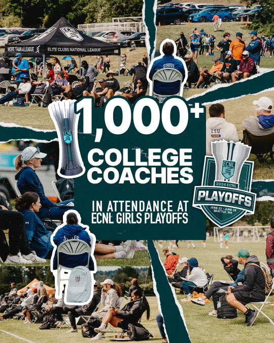 Over 1000 scouts at ECNL playoffs, from every level of collegiate and pro soccer, many programs bringing their entire staff. Unmatched exposure. 

Thank you to everyone in Seattle watching these ECNL athletes continue to chase their dreams.  

#ECNLplayoffs | #ThisIsTheECNL