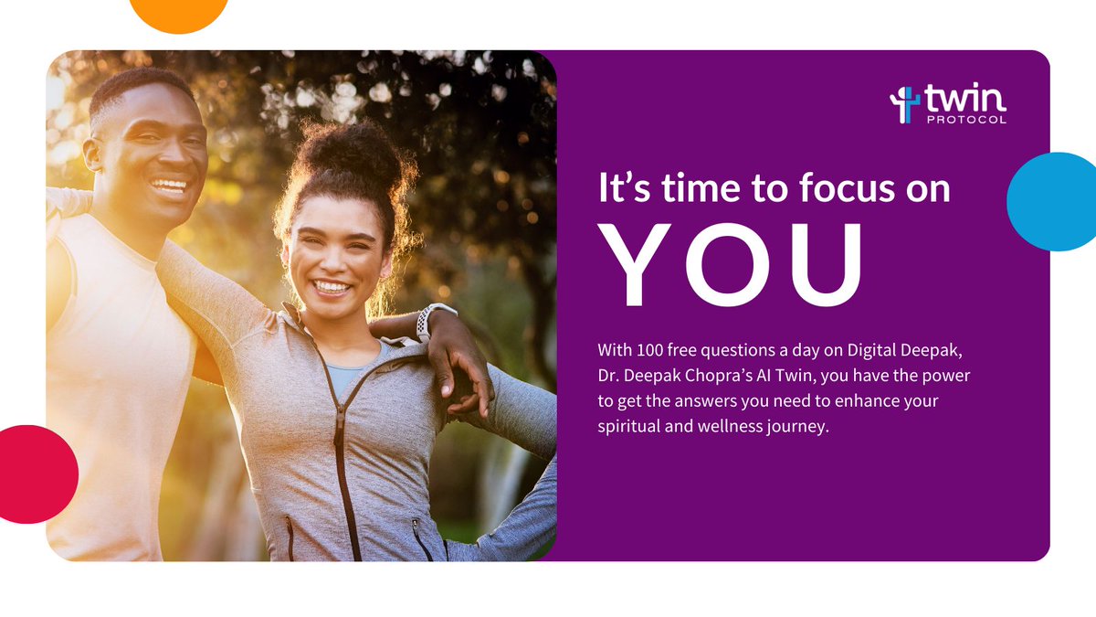 twinprotocolAI's tweet photo. We get it. Life is busy, & focusing on your well-being can be tricky. With #DigitalDeepak, @deepakchopra's #AITwin, get real-time answers to your wellness questions. Take charge of your journey by asking anything that comes to mind. Sign up now: https://t.co/gnrXkf7RXl
#Wellness https://t.co/N9q0n5qWnw