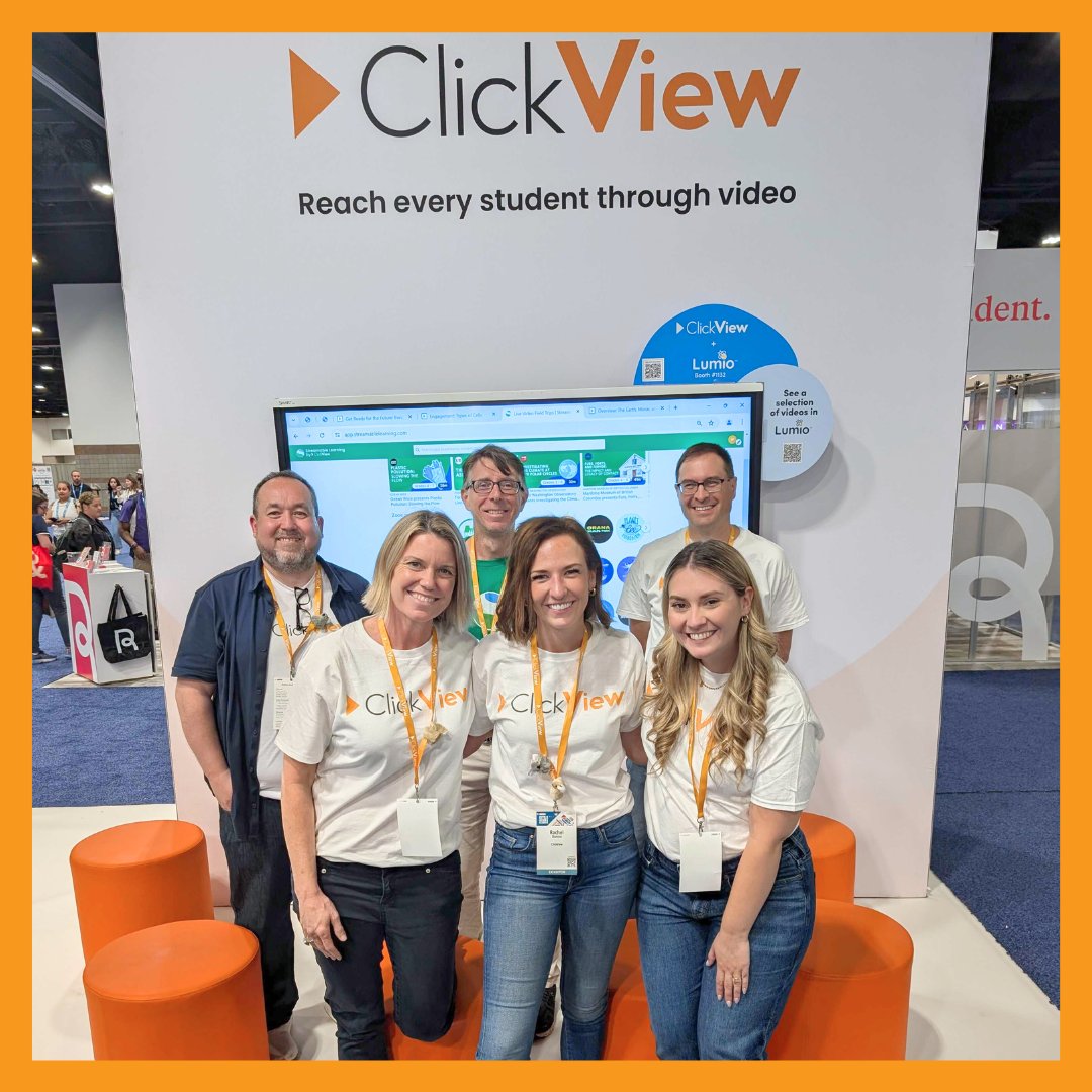 ClickView's tweet image. The ClickView team are having a blast sharing the power of video with teachers at ISTE. If you’re here, drop by booth #1268 for a chat and some swag! 😊#ISTELive