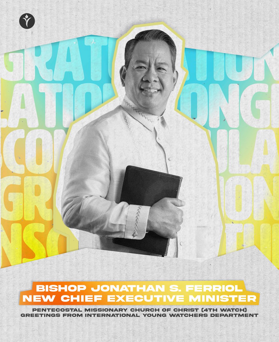 The #IYWD extends their warmest congratulations to the new Chief Executive Minister of the #PMCC4thWatch, Bishop Jonathan S. Ferriol! We, young watchers, stand united and pledge our unwavering support. To God be all the glory!