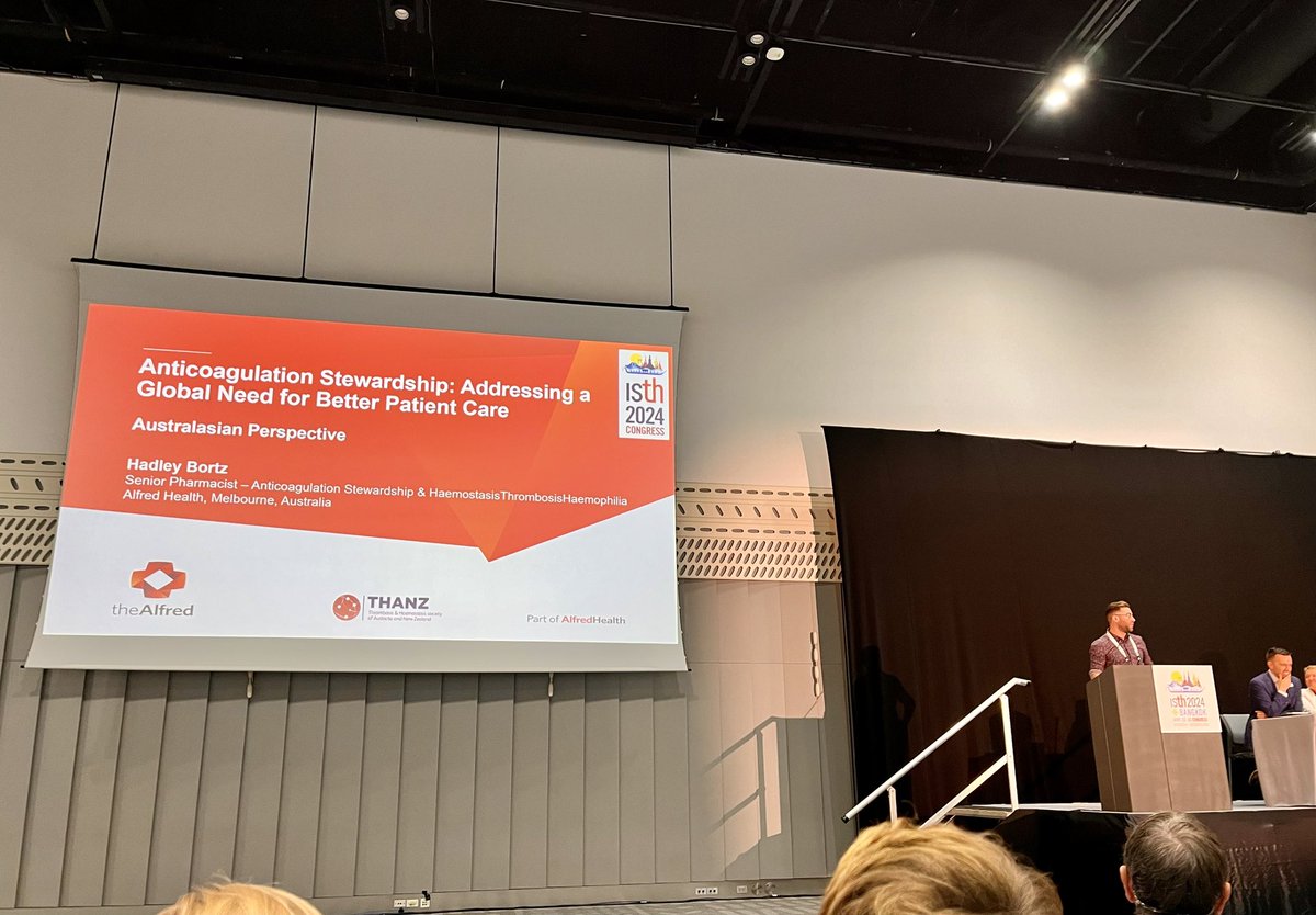 julianne_chong's tweet photo. @THANZBlood ACS Network represent 🙌 #ISTH2024 with Hadley Bortz and Emma Leitinger presenting their Anticoagulation Stewardship programs from @AlfredHealth and @MonashHealth. Thanks @AnticoagForum for providing a much needed platform to discuss the global push for ACS! https://t.co/kF2YcjofHp