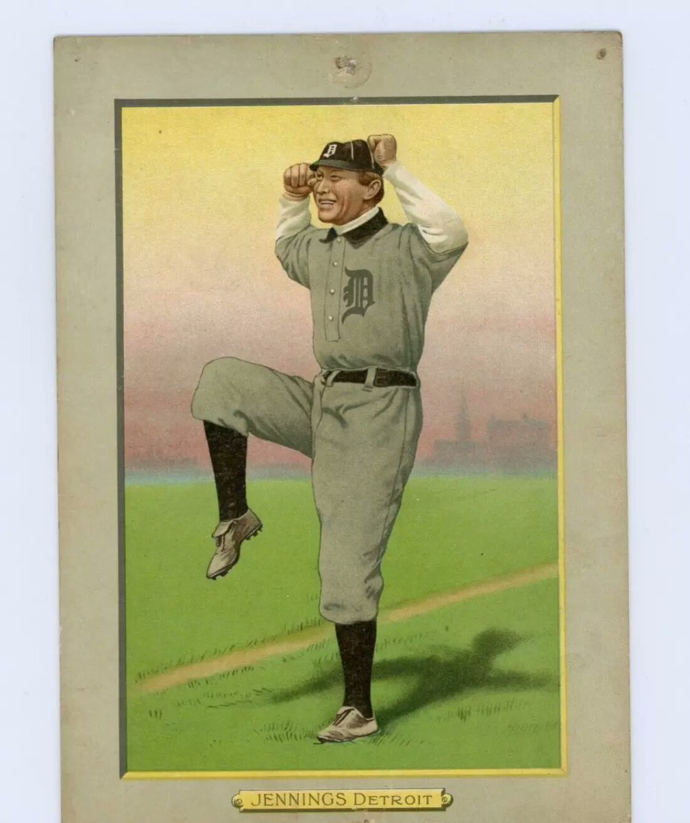 ccws's tweet photo. @BallySportsDET @jasonbenetti Here's my favorite Hughie card, a 1911 Turkey Red. He did more than just make yips and little noises, he'd gesture and sorta-dance to cheer on the Tigers (and distract the opposing Pitcher, supposedly). https://t.co/X92iePGTCl