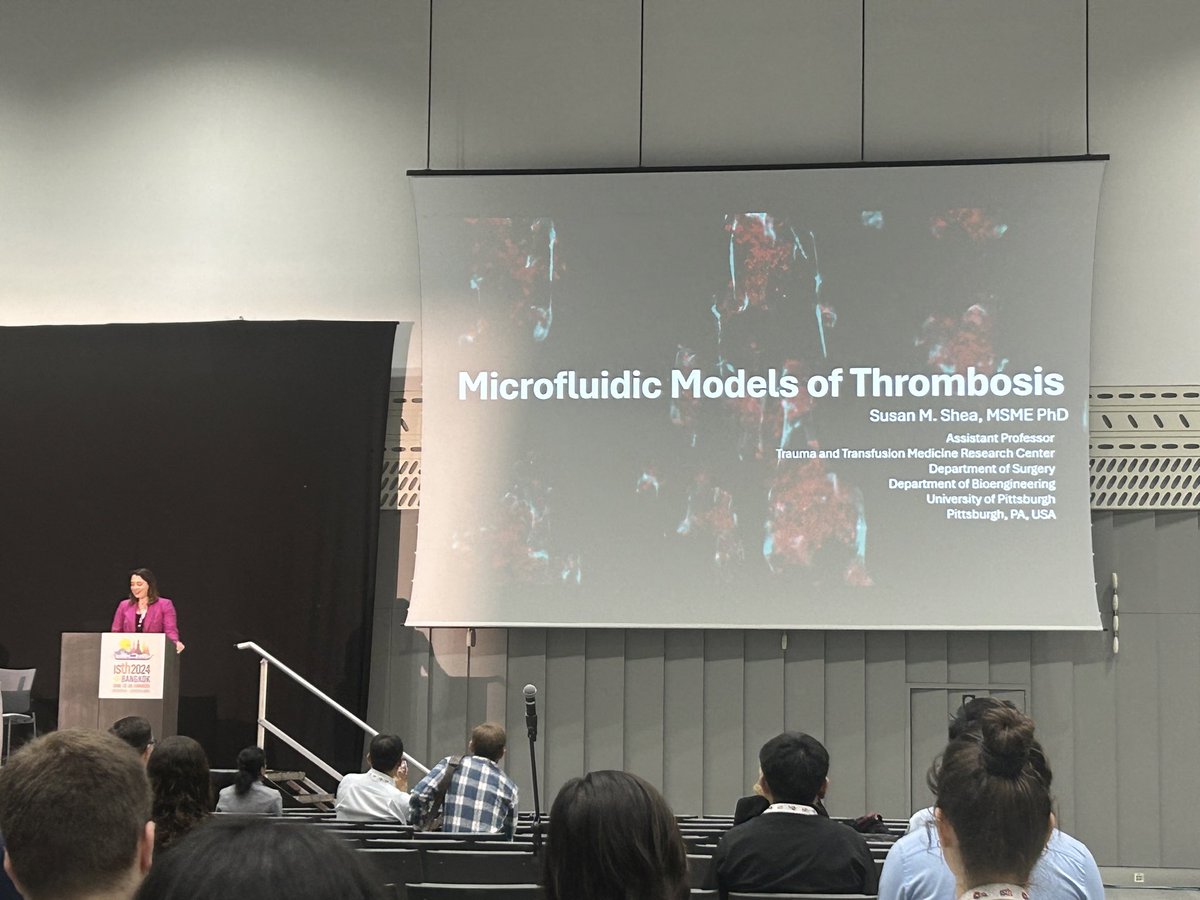 Trauma/thrombosis translational research at its finest - <a href="/SMSheaLab/">Susan Shea</a> highlighting the critical need to study flow dynamics and microfluidics in thrombosis pathology. True state of the art science from <a href="/PittTTMRC/">Pitt Trauma & Transfusion Medicine Research Center</a> <a href="/PittSurgery/">Pitt Surgery</a> now at #ISTH2024 <a href="/isth/">ISTH</a> <a href="/PittHealthSci/">Pitt Health Sciences</a> <a href="/PittTweet/">University of Pittsburgh</a>
