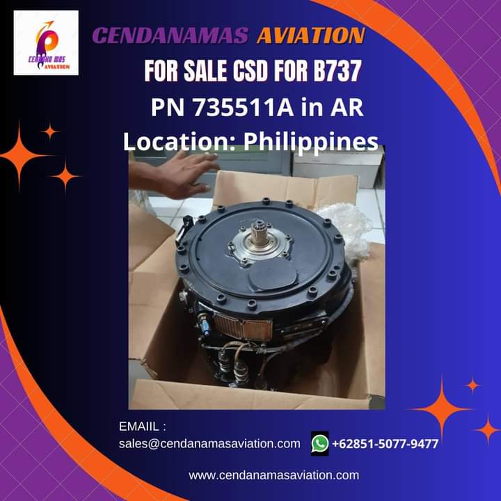 fashion_legging's tweet image. Ready for Immdiately SALE :
CSD FOR B737
PN 735511A
Condition : AR
QTY=1EA
LOCATION: Phiippines  
Contact :
Email:sales@cendanamasaviation.com
Cell : +6281382064747
cendanamasaviation.com
#acgenerator #b737 #generator