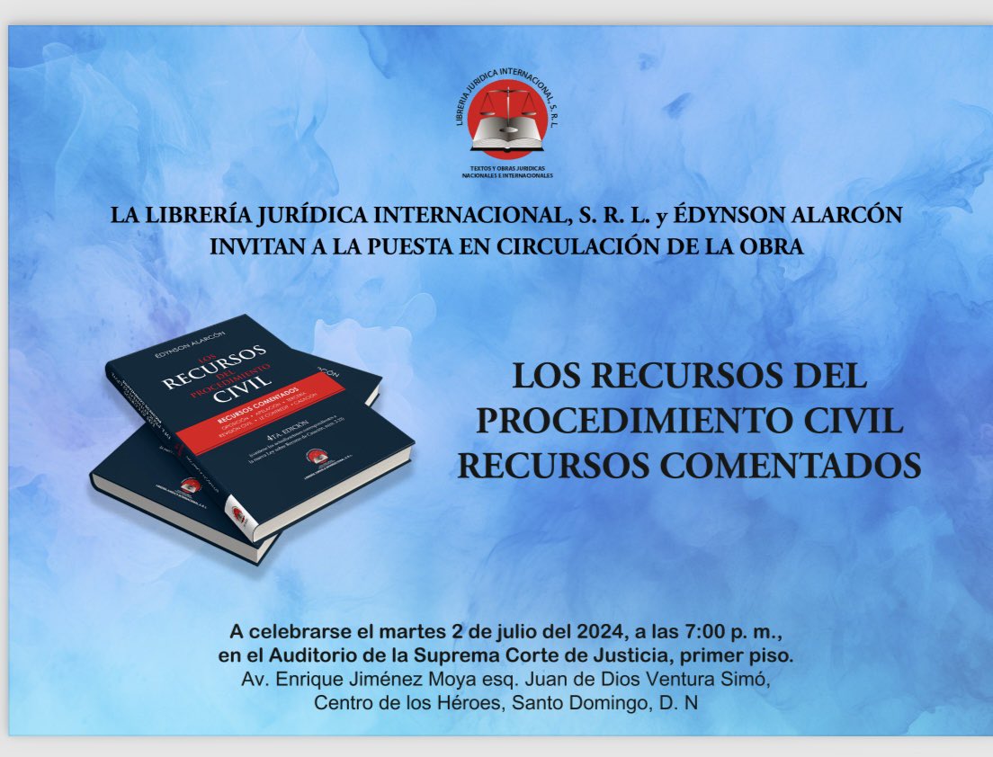 ALARCONPOLANCO's tweet photo. El próximo martes 2 de julio a las 7:00 p. m. quedan todos cordialmente invitados a esta actividad abierta al público, en el Auditorio de la Suprema Corte de Justicia. Ojalá puedan venir a acompañarnos. ¡Les esperamos! https://t.co/9O6V8xapQQ