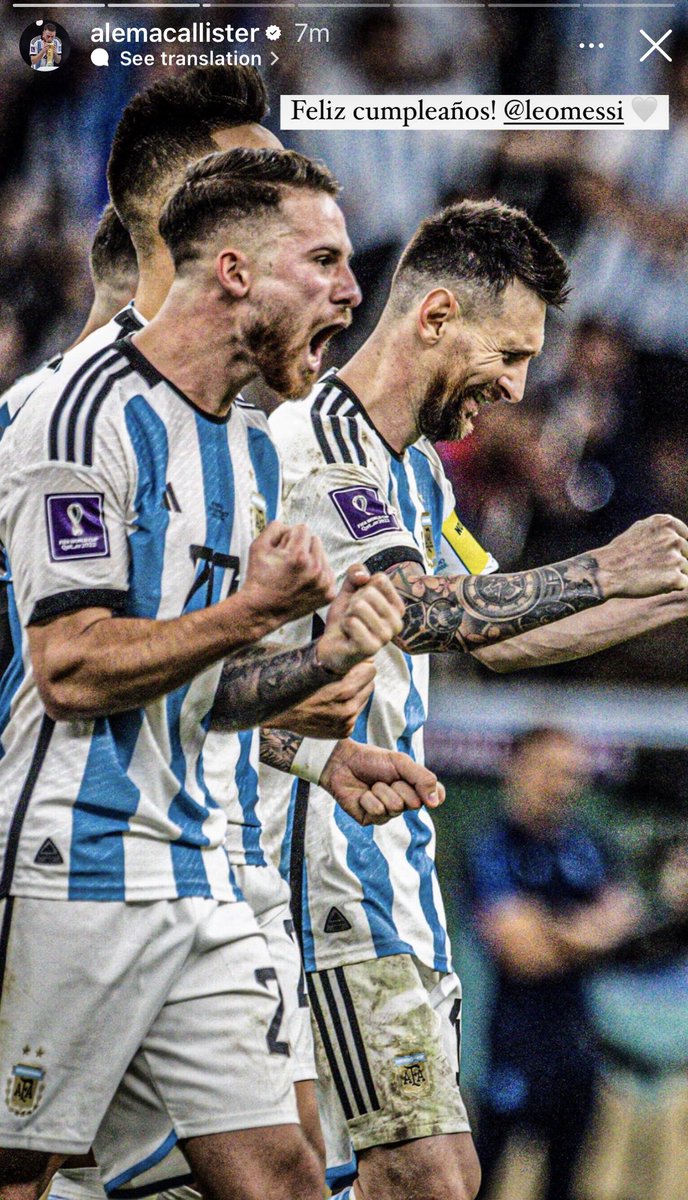 ماك أليستر عبر IG: يوم ميلاد سعيد! ليو ميسي 🤍