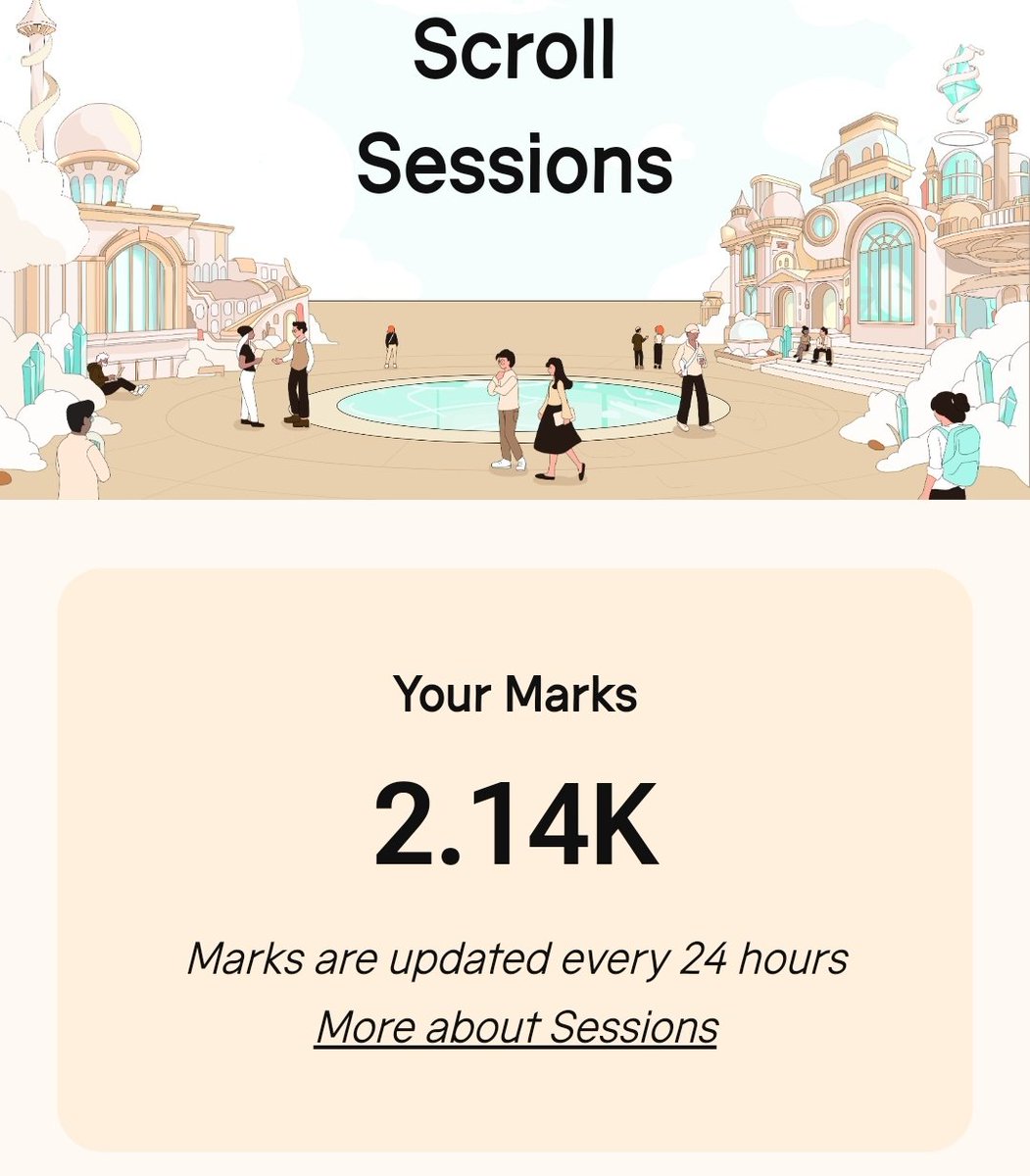 Fatyil_eth's tweet image. Airdrop - Scroll Sessions Marks - Multichain

Claim:  scrall.io/sessions

- Connect With Metamask
- Complete all task &amp;amp; get more reward
- Check-in daily &amp;amp; get link invite =&amp;gt; get more reward

#SCROLL #SCROLLZKP #zkEVM $COOKIE $PARAM #layer2 #airdrop #web3 #token #bnb…