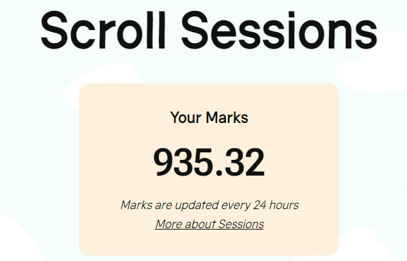 Fatyil_eth's tweet image. エアドロップ - Scroll Sessions Marks - マルチチェーン

請求：scrall.io/sessions

- メタマスクとつながる
- すべてのタスクを完了し、さらに報酬をゲット
- 毎日チェックインしてリンク招待をゲット⇒さらに報酬ゲット

#SCROLL #SCROLLZKP #zkEVM $COOKIE $PARAM #layer2 #airdrop #web3…