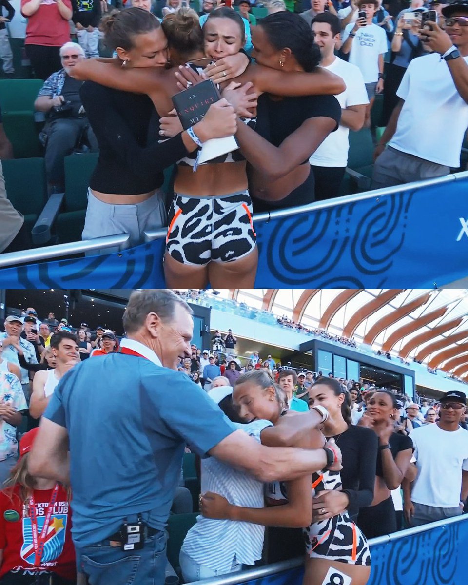 Anna Hall with her family after qualifying for the Olympics ❤️ #TrackFieldTrials24