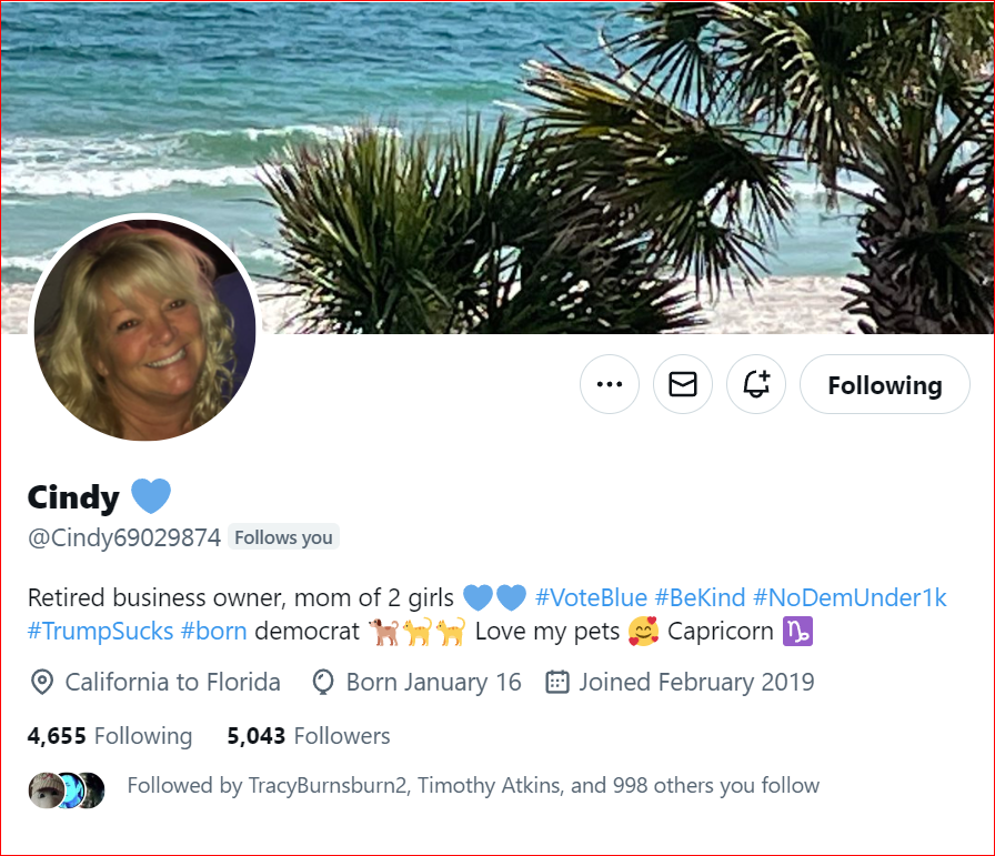 Our sweet friend Cindy @Cindy69029874 crushed her formidable 5K milestone with your help, my friends. . She's a great blue resister friend. Let's celebrate, congratulate, &amp; wish her continued success here in the blue community. Here's your certificate.
