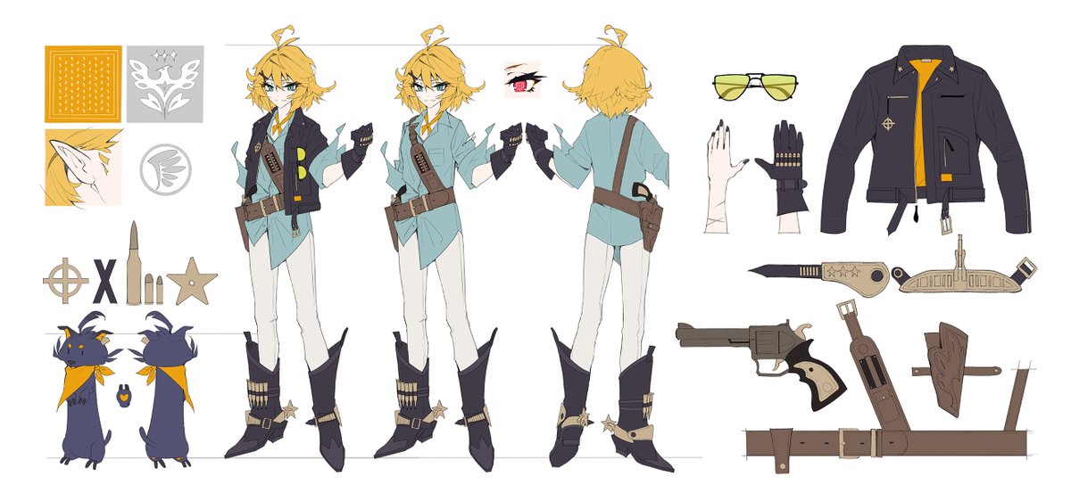 dokibird's tweet image. It's me, Dokibird and here's my official character reference sheet 🏆

Bounty Hunter
Pet dog's name: D.A.D (Doki Amber Doge)
Birthday: July 4th 
Fan mascot: Dragoons
Mama: @/kamamesigogo123  
Papa: @/cillia