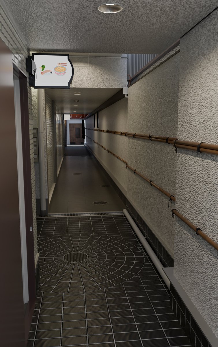 async0x4c's tweet image. Level 24 N - &quot;閉じられた路地&quot;
#blender #b3d #backrooms