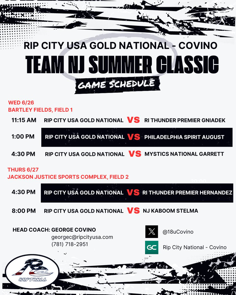 Another full week of softball at the Team NJ Summer Classic. Can’t wait to be back on the field with my teammates. <a href="/18uCovino/">Rip City Gold National</a> <a href="/SoftballRip/">Rip City USA Softball</a>