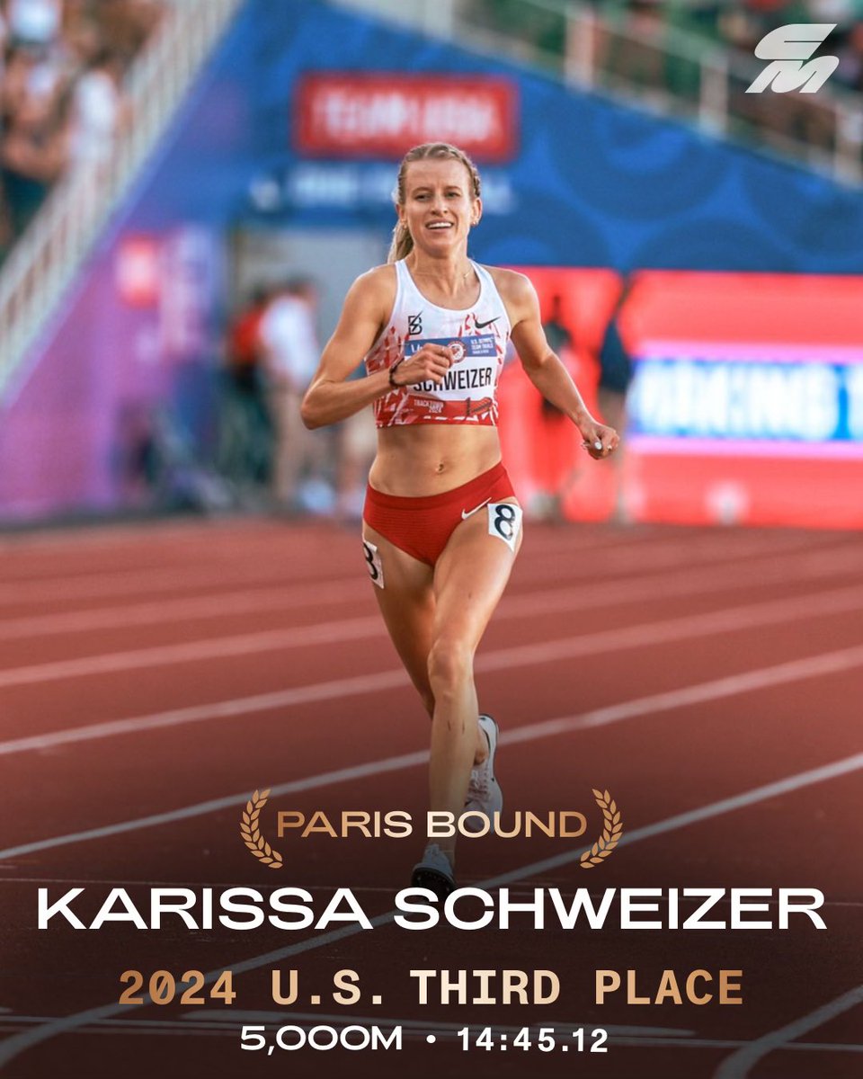 Karissa Schweizer is BACK 😈

A 14:45.12 3rd-place performance for <a href="/KarissaSchweiz4/">Karissa Schweizer</a> secures her place in Paris in the Olympic Trials 5000m. Schweizer has battled injuries over the years but she gets it done when it counts.

Also the 2nd-fastest 5K performance of Schweizer’s