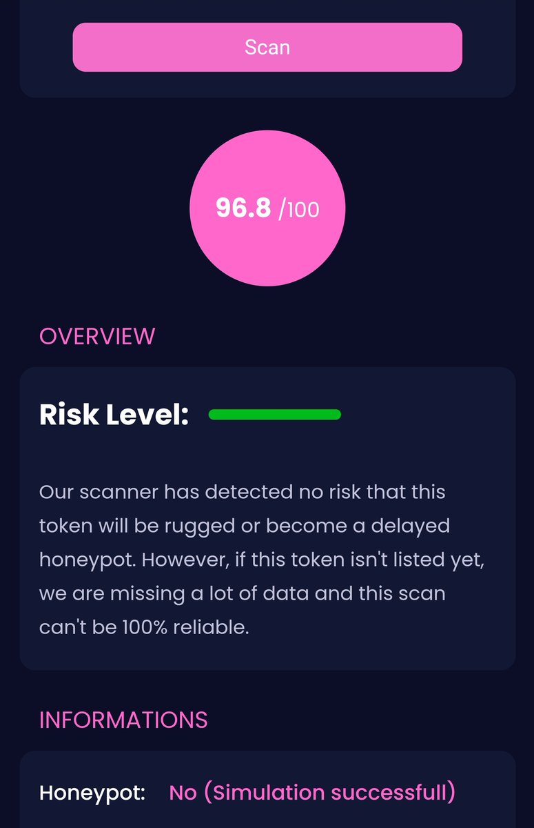 If you don't have time to scan and afraid to have a miscalculated decision, Let stay safu do the works for you. Drop a BSC coin here and wait for result. But the safest score is no risk like the one below for DAI. StaySafu will be happy to help 😊