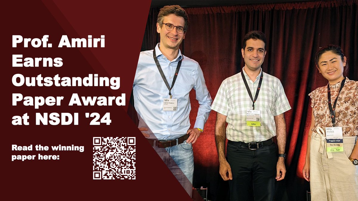 Stony Brook University Dept. of Computer Science (@sbucompsc) on Twitter photo Celebrating excellence!🏆 Congrats to CS Professor Amiri for securing the NSDI 2024 Outstanding Paper Award!
<a href="/CEASSBU/">SBU College of Engineering & Applied Sciences</a> <a href="/stonybrooku/">Stony Brook University</a> <a href="/m_amiri1368/">Mohammad Javad Amiri</a>
#sbu #sbucs #computerscience Celebrating excellence!🏆 Congrats to CS Professor Amiri for securing the NSDI 2024 Outstanding Paper Award!
<a href="/CEASSBU/">SBU College of Engineering & Applied Sciences</a> <a href="/stonybrooku/">Stony Brook University</a> <a href="/m_amiri1368/">Mohammad Javad Amiri</a>
#sbu #sbucs #computerscience