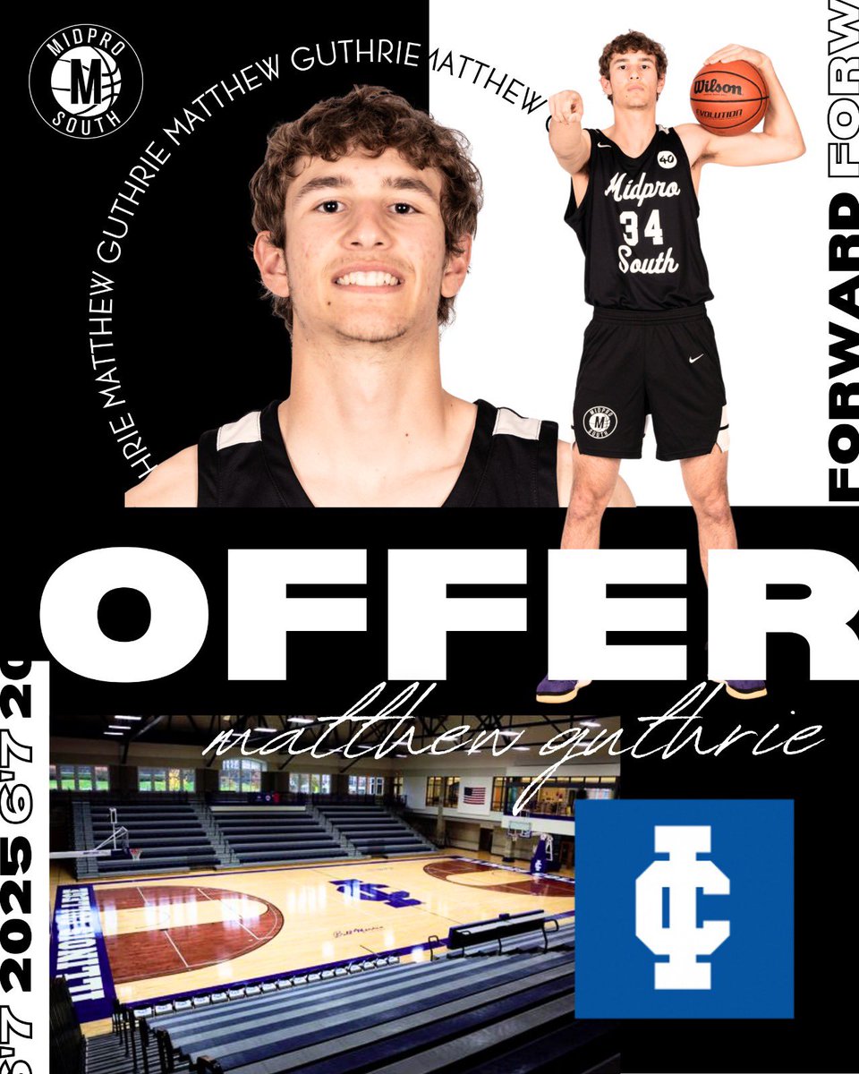 2025 | 6’7 | Forward <a href="/MattGuthrie44/">Matthew Guthrie</a> picks up his first offer from Illinois College (D3) #MidProFam #Recruiting