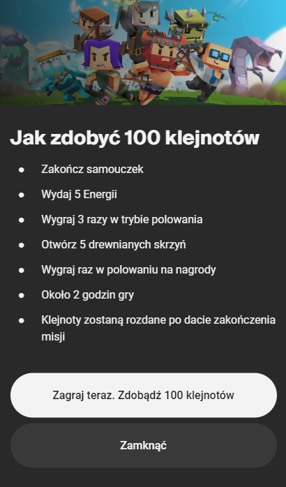 DaroSZpl's tweet image. Jeśli zbieracie klejnoty @Immutable to polecam zainteresować się gierką Hunters On-Chain @PlayHoC  🪂🪂🪂
ZAREJESTRUJECIE SIĘ TUTAJ:
airdrop.boomland.io/?referralCode=…
Za ogarnięcie kilku zadań można zdobyć 100 klejnotów #immutable (szczegóły na grafice).  Grać można na smartfonie 🙂