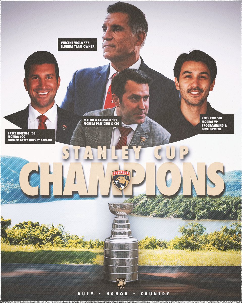 ArmyWestPoint Sports (@goarmywestpoint) on Twitter photo πSTANLEY CUP CHAMPIONS!π
Congrats to Vincent Viola β77, Matthew Caldwell β02, Bryce Hollweg β08 & Keith Fine β08 and the <a href="/FlaPanthers/">x - Florida Panthers</a> on raising the CUP!!!
#GoArmy x #TimeToHunt πSTANLEY CUP CHAMPIONS!π
Congrats to Vincent Viola β77, Matthew Caldwell β02, Bryce Hollweg β08 & Keith Fine β08 and the <a href="/FlaPanthers/">x - Florida Panthers</a> on raising the CUP!!!
#GoArmy x #TimeToHunt