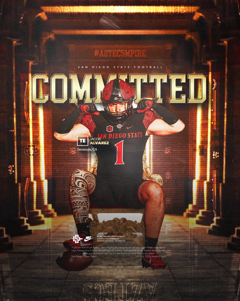After a ton of thinking and talking with all of my coaches, I am proud to announce that I am committed to San Diego State University!!! #AztecFast