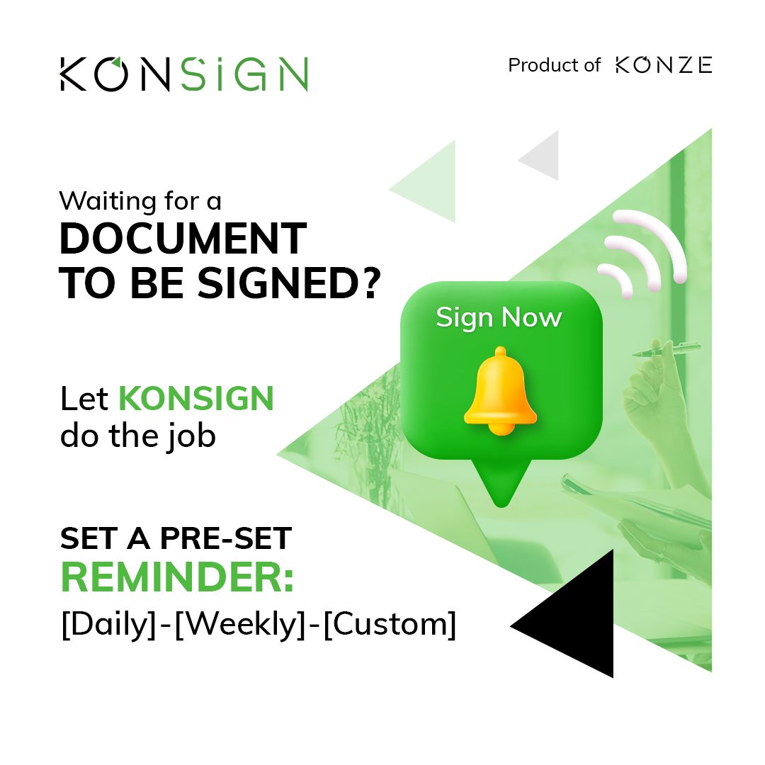 konze_tech's tweet image. You don&apos;t want to personally remind a person back and forth about the document or follow up to get a signature.

KONSIGN makes things easier for you.

Try it once!
7-Days Free Trial

analytics.konze.com/KONSIGN-SignUp…

#KONZE #techsolutionss #esign #Savepaper #paperless