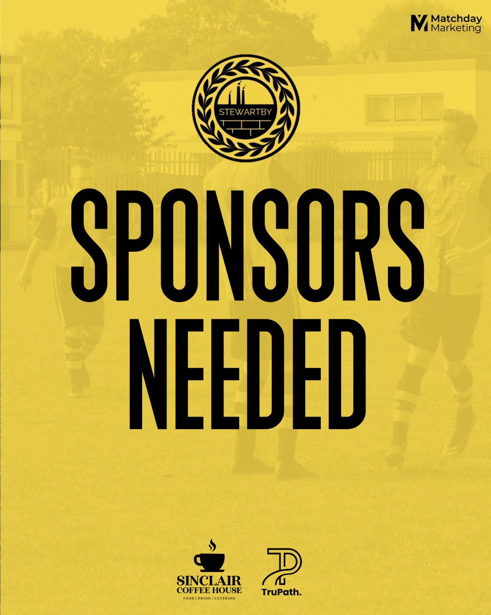 We are still looking for a new kit sponsor for our upcoming season to join the team! If you have or know of anyone who would like their business advertised on the front of our football kits then get in contact with us through our DM’s or via email at stewartbyfc@gmail.com.
