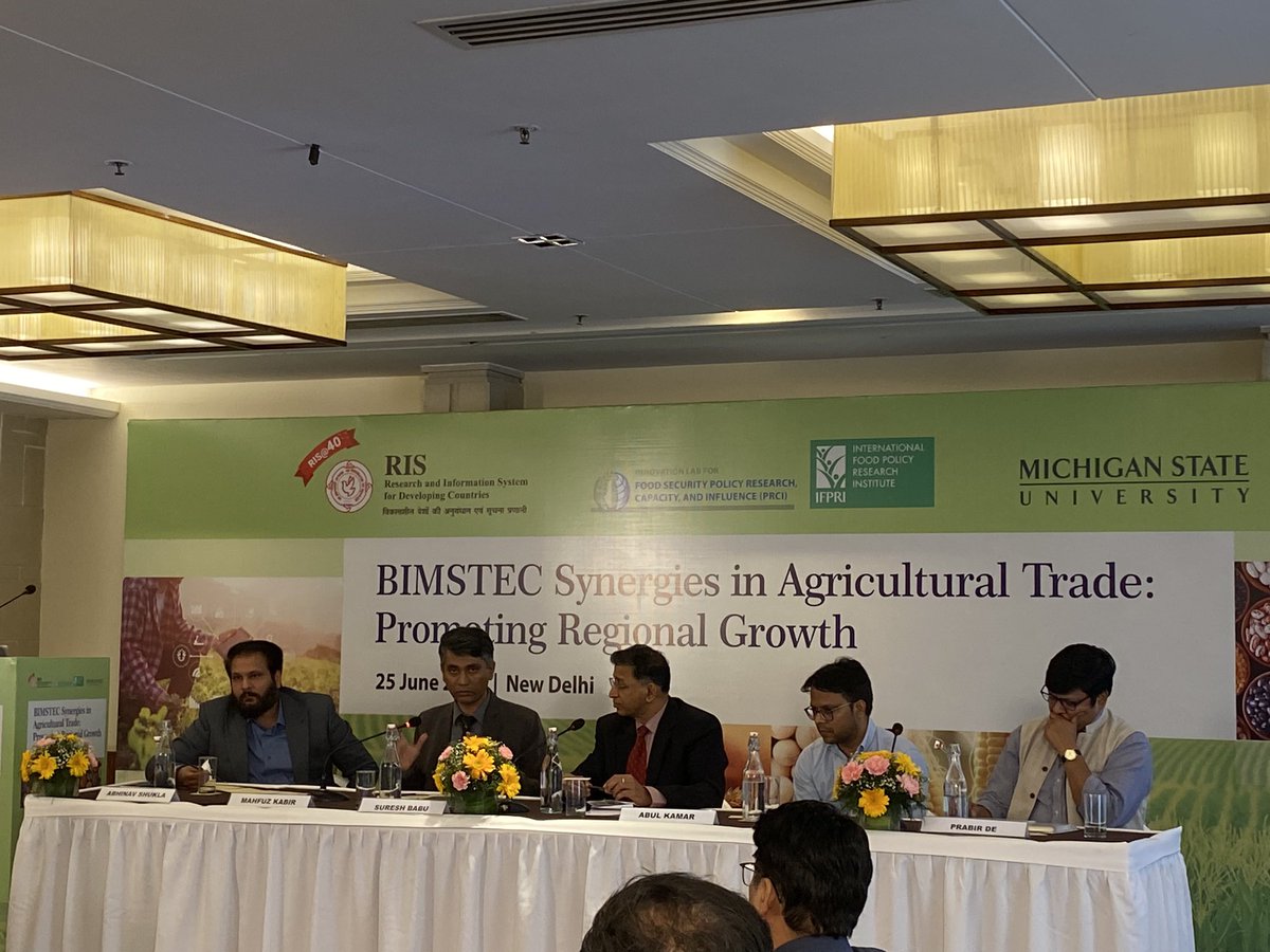 An excellent panel on protectionism in agri and rise of sectoral trade steered by Dr <a href="/babu13000/">Suresh Chandra Babu</a> <a href="/IFPRI/">IFPRI</a> at the #BIMSTEC Synergies in Agricultural Trade
<a href="/Sachin_Chat/">Sachin Chaturvedi</a> <a href="/SKMohanty2018/">Saroj Kumar Mohanty</a> <a href="/RIS_NewDelhi/">RIS</a>