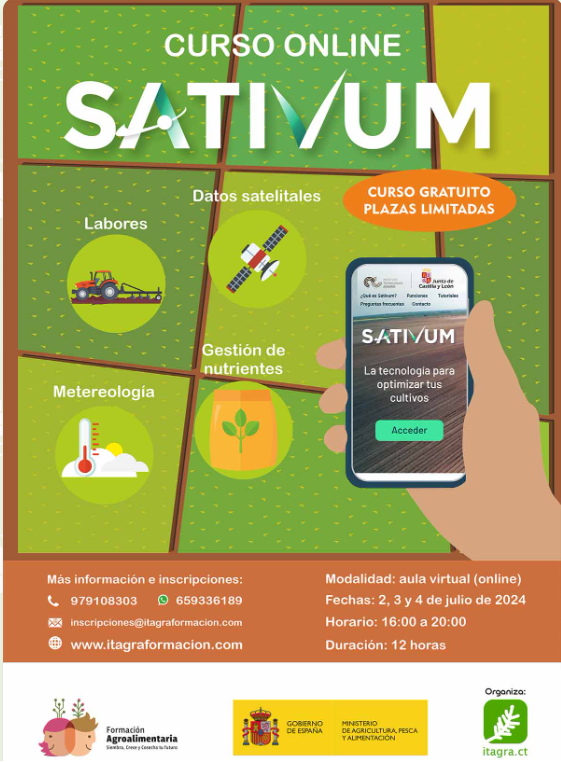 ITACYL's tweet photo. Curso online sobre #SATIVUM organizado por @Itagraformacion
📅 2-4 julio 
¡Plazas limitadas! 
ℹ️ https://t.co/C8oKOtCjGJ 
#ITACyL @ITAGRACT https://t.co/mmLvVEtVX4