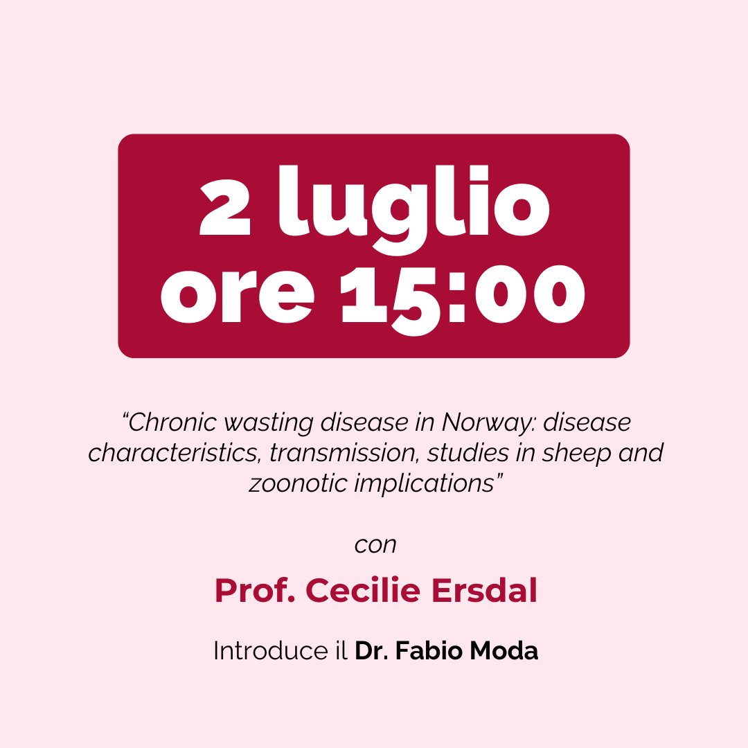 Istituto Neurologico Carlo Besta (@neurobesta) on Twitter photo ๐ Join us for the ๐๐ฒ๐๐๐ฎ ๐ฆ๐ฒ๐บ๐ถ๐ป๐ฎ๐ฟ ๐ฆ๐ฒ๐ฟ๐ถ๐ฒ๐!
๐ฃ๏ธ Speaker: Prof. Cecilie Ersdal, #NMBU
๐ค Intro: Dr. Fabio Moda, Besta Institute
๐
July 2, 3 PM
๐ โRenato Boeriโ Library, Besta Neurological Institute, via Celoria, 11 Milan
#BestaSeminarSeries #CWD #Science ๐ Join us for the ๐๐ฒ๐๐๐ฎ ๐ฆ๐ฒ๐บ๐ถ๐ป๐ฎ๐ฟ ๐ฆ๐ฒ๐ฟ๐ถ๐ฒ๐!
๐ฃ๏ธ Speaker: Prof. Cecilie Ersdal, #NMBU
๐ค Intro: Dr. Fabio Moda, Besta Institute
๐
July 2, 3 PM
๐ โRenato Boeriโ Library, Besta Neurological Institute, via Celoria, 11 Milan
#BestaSeminarSeries #CWD #Science
