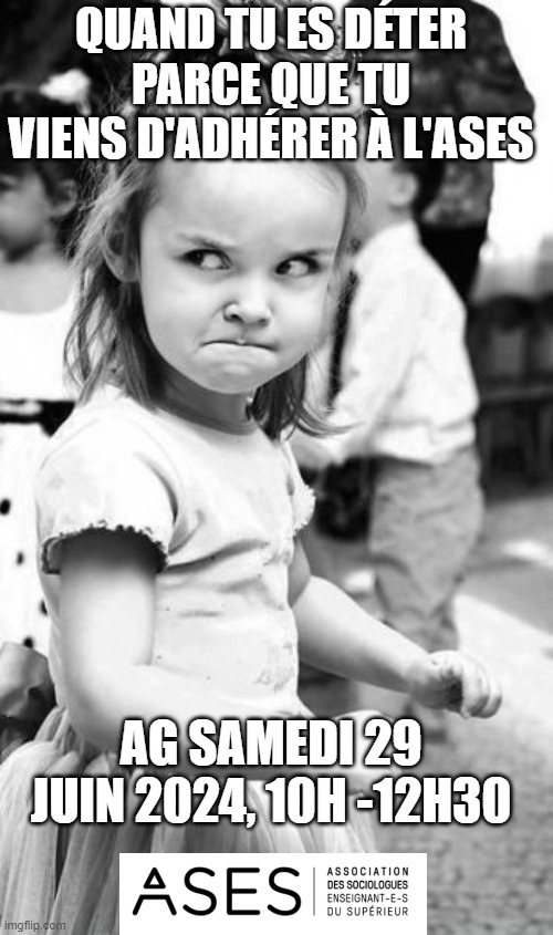 Pour (ré)adhérer à l'ASES, c'est ici  
👉helloasso.com/associations/a…
Pour nous rejoindre en AG, c'est samedi 29 juin  (10h à Paris Cité, site de la Halle aux Farines dans le 13e arrondissement) 
👉sociologuesdusuperieur.org/article/candid…