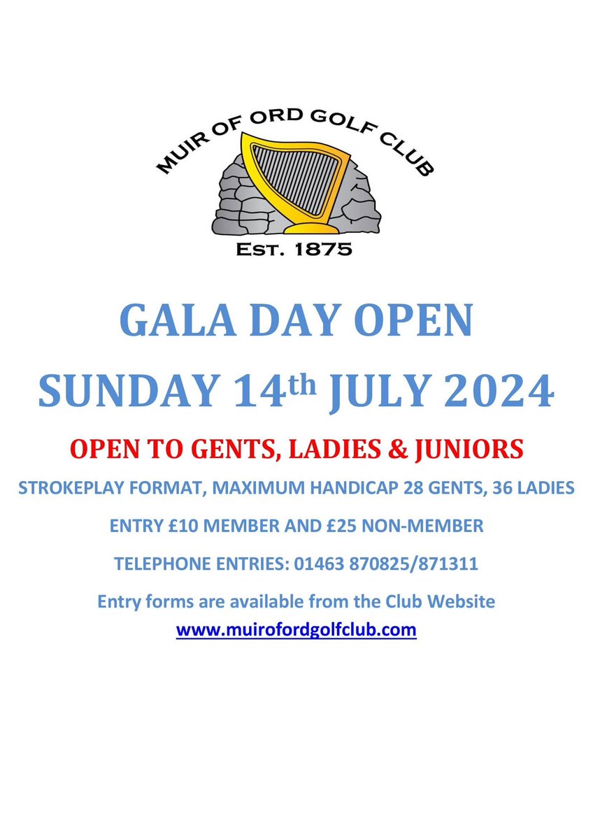 July Open Competitions

Gents Seniors Strokeplay - Friday 5th July
Gents Three Ball Open - Saturday 6th July
Gala Open - Sunday 14th July

All available to book now. Please visit our website to make your booking.