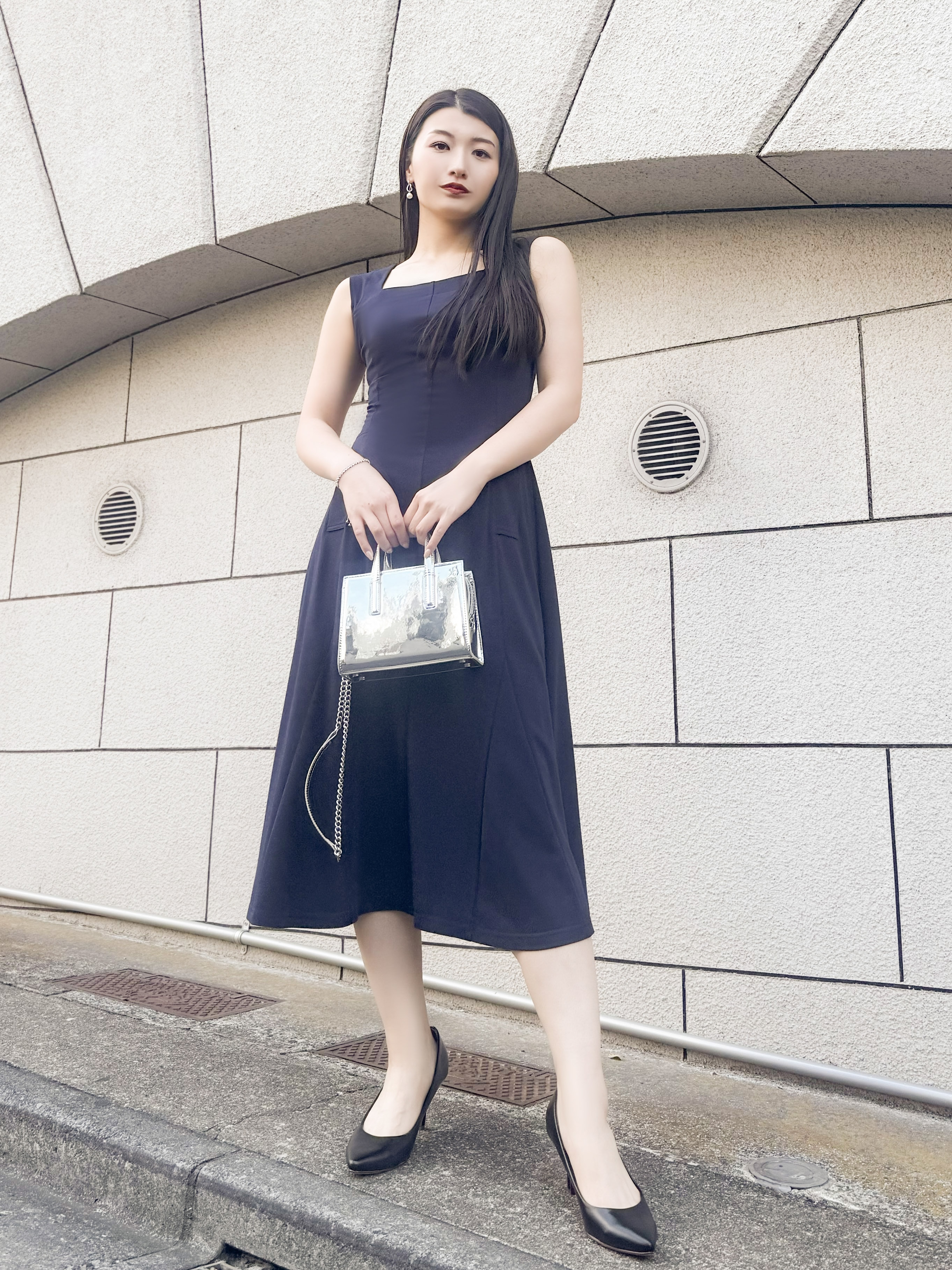 KAREN MILLEN* ストレッチ スクエアネック ペンシルドレス 特価/完売前に【KAREN MILLEN】スクエアネック ペンシルドレス