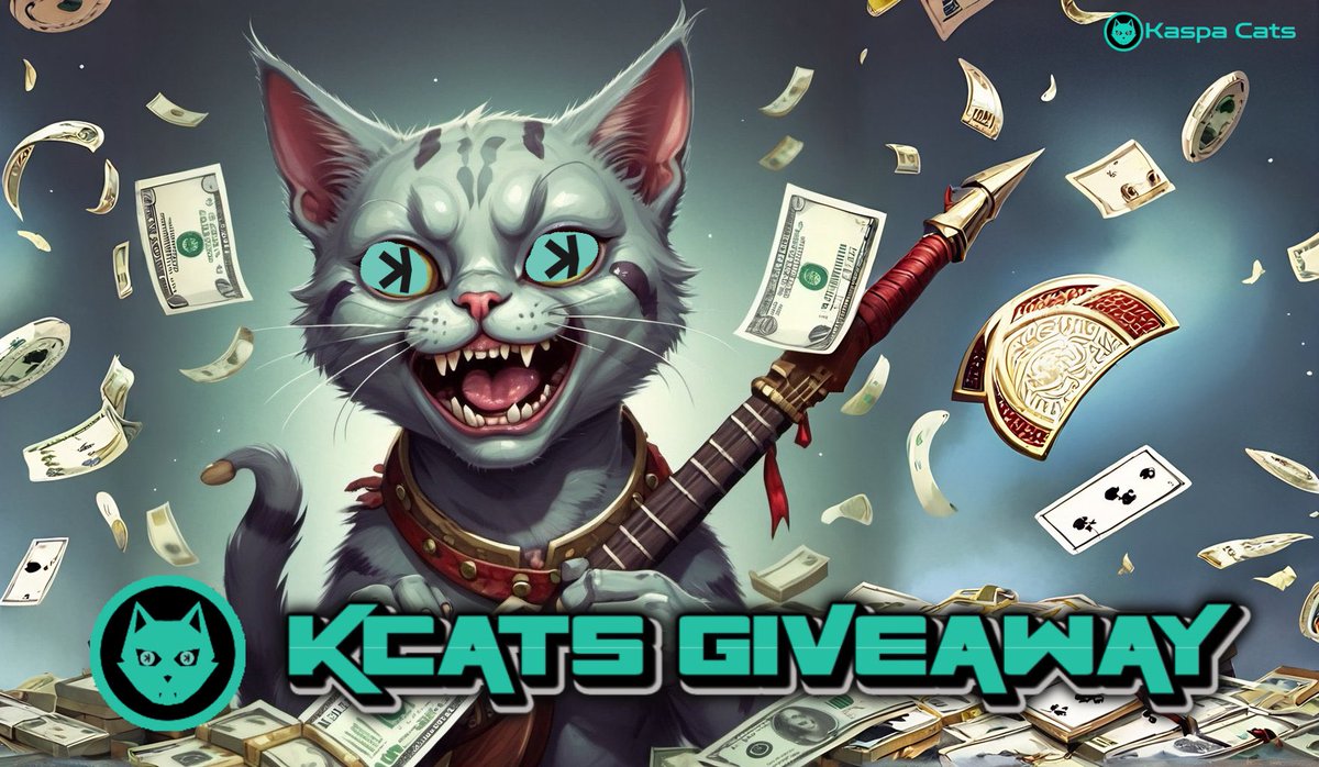 #KaspaCats is giving away 150M $KCATS Tokens worth 3,000 #KAS to one lucky community member! 

To be in with a chance of winning follow the below steps: 

1. Like &amp; Retweet this post 
2. Follow <a href="/kaspacats/">Kaspa Cats Official</a> 
3. Tag 3 friends 

Winner will be announced on Friday 28th June to