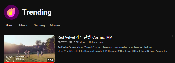 seurrene_'s tweet photo. cosmic is trending #1 on youtube korea 😍😍😍 https://t.co/0OYQcckfrj