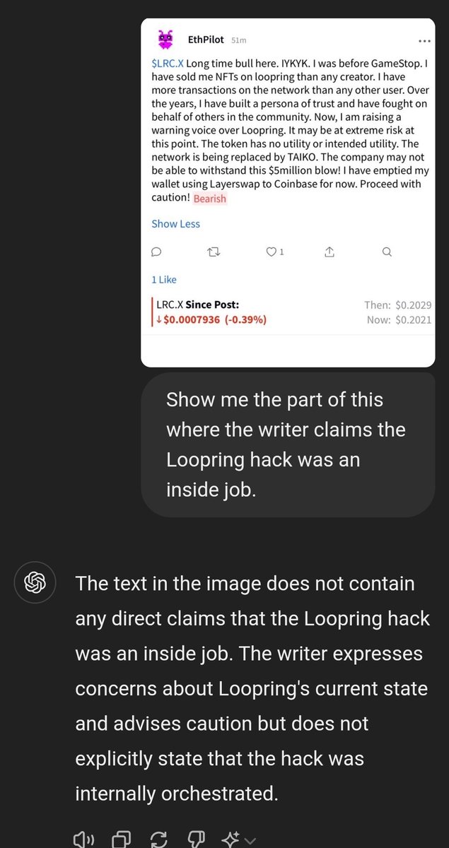 PilotGork's tweet image. I was banned from the @loopringorg discord because @77Helios told everyone I was claiming the Loopring hack was an &quot;inside job.&quot;

THE TRUTH: I never made that claim, and in order to shut me up about the hack, they had to invent a false narrative and ban me.
$LRC #ONLOOPRING