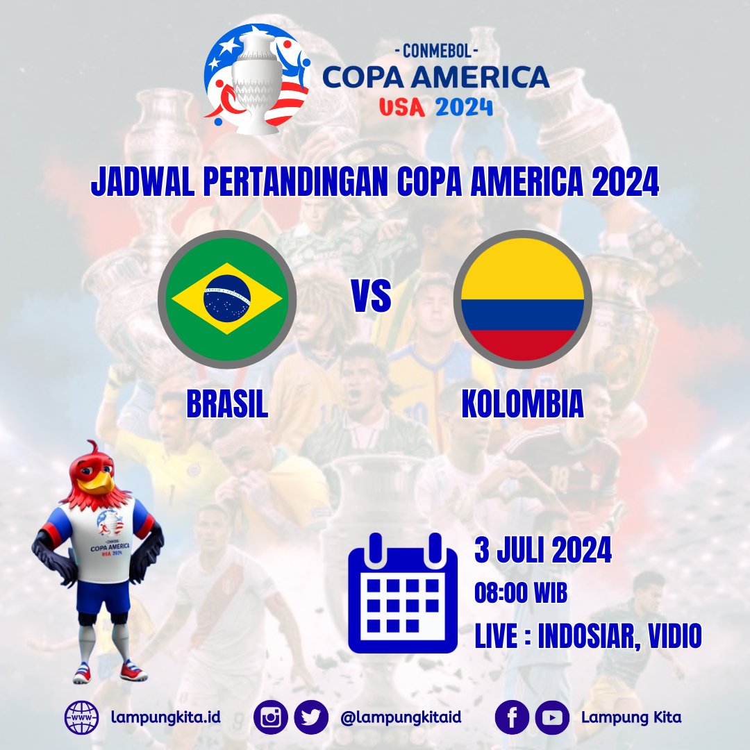 Jadwal Copa America 2024

Brasil vs Kolombia

3 Juli 2024 (08:00)

Live  Indosiar &amp; Vidio

#copaamerica2024
#football
#sepakbola
#kururio
#kururiobdl
#bandarlampung
