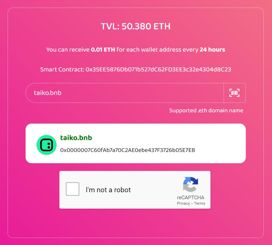 Chains.tools ๐ ๏ธ All-in-one crypto toolbox (@chains_tools) on Twitter photo ๐ Exciting news! We've integrated <a href="/SpaceIDProtocol/">SPACE ID</a>'s #Web3 Name SDK!
๐ You can now use .bnb (<a href="/SID_bnb/">SPACE ID .bnb Name Service</a>) and .arb (<a href="/SID_arb/">SPACE ID .arb Name Service (๐,๐งก)</a>) decentralized identities on #Web3 faucet tool.
Try it out today at chains.tools/faucet/taiko and step into the future of decentralized identity! ๐ Exciting news! We've integrated <a href="/SpaceIDProtocol/">SPACE ID</a>'s #Web3 Name SDK!
๐ You can now use .bnb (<a href="/SID_bnb/">SPACE ID .bnb Name Service</a>) and .arb (<a href="/SID_arb/">SPACE ID .arb Name Service (๐,๐งก)</a>) decentralized identities on #Web3 faucet tool.
Try it out today at chains.tools/faucet/taiko and step into the future of decentralized identity!