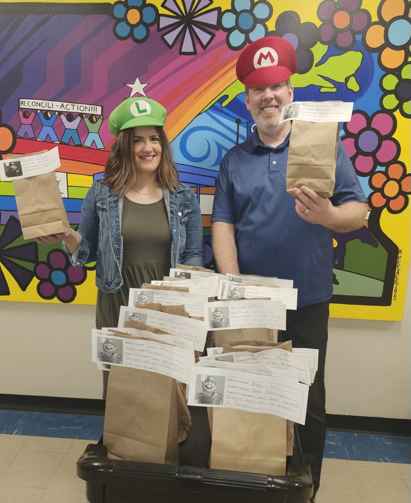 It was a great day at <a href="/MasseySchool/">École Massey</a>…the Mario Levelling Up awards got delivered by this all-star admin duo!!

Finish strong. Lead from where you stand. 
<a href="/StefSweeney/">Stefanie Sweeney</a>