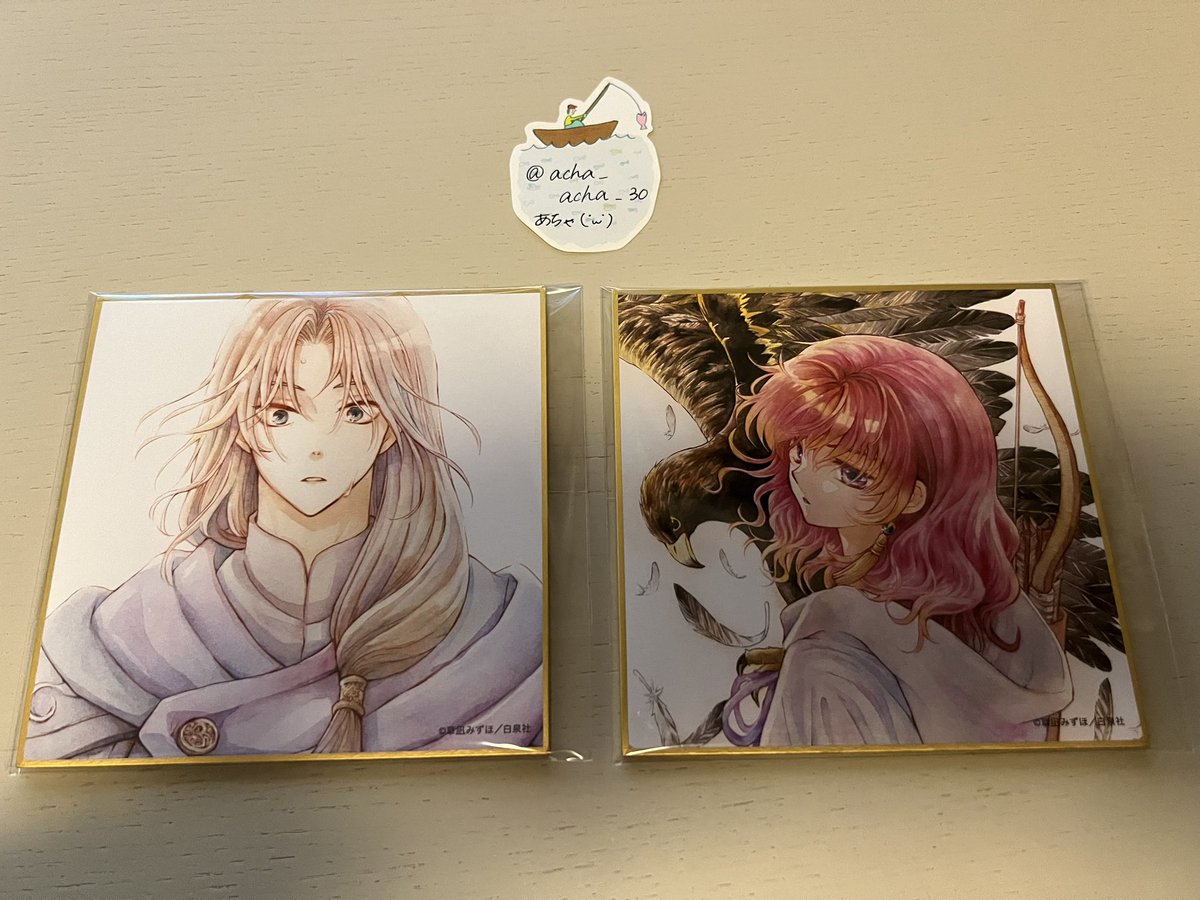 acha_acha_30's tweet photo. 花とゆめ展 暁のヨナ 色紙 ミニ色紙 ブラインド色紙 交換

【譲】
画像1枚目:ヨナ、スウォン

【求】
画像2枚目:シンア

郵送交換のみの対応となります。検索からもお声がけください。 https://t.co/VyYr9cDnSz