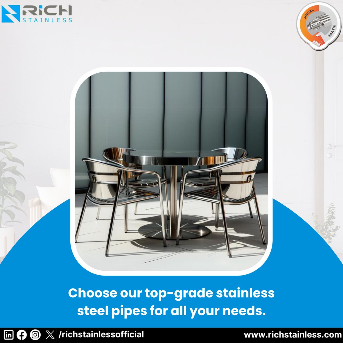 Your trusted partner in providing premium stainless steel pipes. #304stainlesssteel #topgradeproduct #stainlesssteelproducts #jindalsteel #richstainless