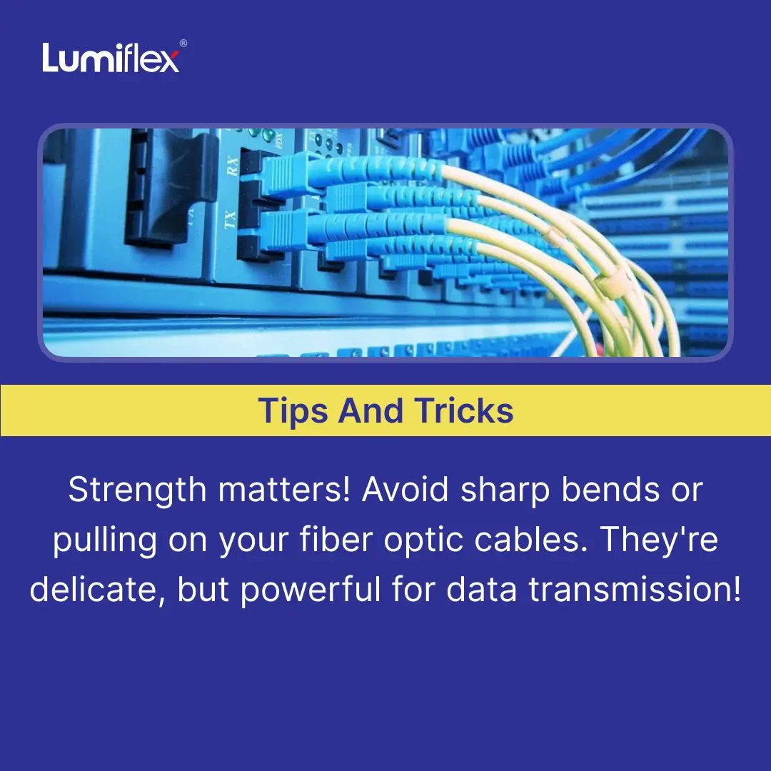 lumiflex_c's tweet image. #tipsandtricks #39 strength matters! Avoid sharp bends or pulling on your fiber optic cables. They&apos;re delicate, but powerful for data transmission! 

Visit our website:- lumiflex.in

Contact no:- 9833834019 / 7021969960

Email id:- sales@lumiflex.in