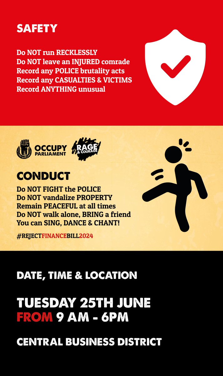 As we go out today for #TotalShutDownKenya and to #RejectFinanceBill2024, let's observe these: