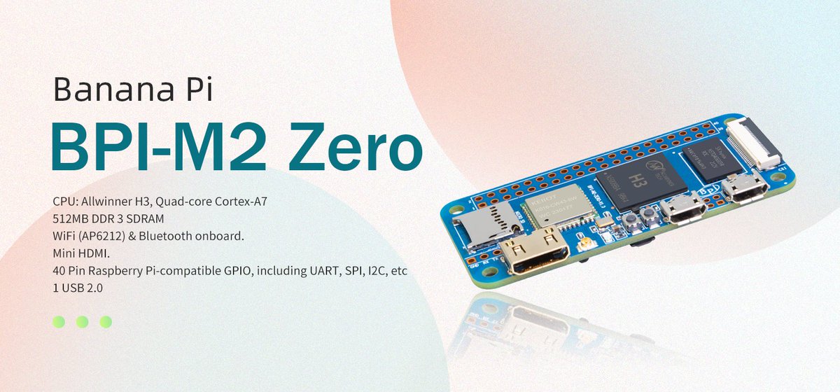WwingC's tweet image. Check out the Banana PI BPI-M2 Zero! 🌟 This ultra-compact single-board computer packs a punch with:

💪Quad-Core ARM Cortex-A7 CPU (H3)
💪512MB RAM
💪WiFi &amp;amp; BT onboard
💪Mini HDMI for your display needs

#BananaPi #BPI #SingleBoardComputer #IoT #Makers