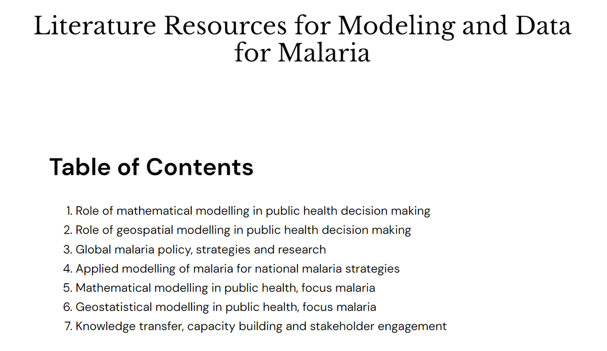 Excited to share one of our latest resources on our website ammnet.org/litterature-re…
These lists provide a starting point (not exhaustive!) for gaining a better understanding on the role of mathematical &amp; #geospatial modelling in #publichealth for #malaria.