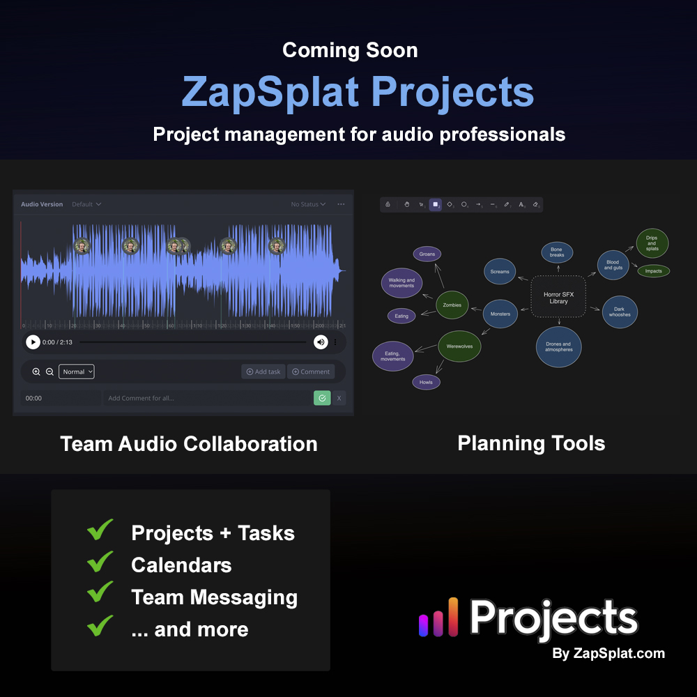 zap_splat's tweet image. Coming soon, our new project management app for audio pros! #freesounds #soundeffects #sounddesign #gamedev #indiegamedev #indiegame #gameaudio #gamedevelopment #digitalart #unity3d #indiedev #Filmmaking
