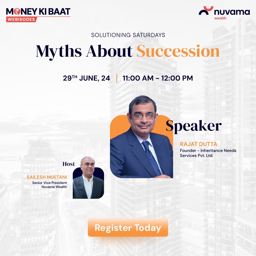 Nuvama_Wealth's tweet image. Discover a series of insightful #webisodes this week, covering financial topics such as De-Mystifying Corporate FD’s, the Launch of Wright Research Quant PMS, and Myths About Succession. 

Register now, by clicking here: tinyurl.com/bdmp4utx

#Webisodes