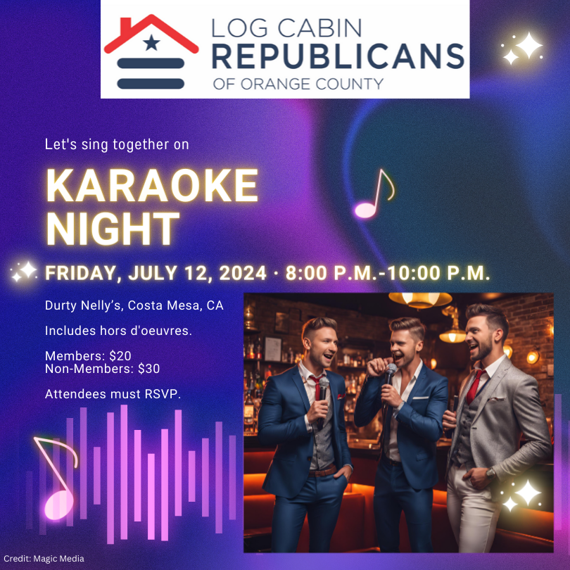 LogCabinOC's tweet photo. Let's sing together on Karaoke Night. Enjoy performances from your favorite chapter members. Please invite a friend or ally. Attendees must RSVP. https://t.co/EJy1bcIAwd
.
.
.
.
.
#LCR #LCROC #OrangeCounty #OC #California #Events #Friends #Allies https://t.co/DMGyFQESbD